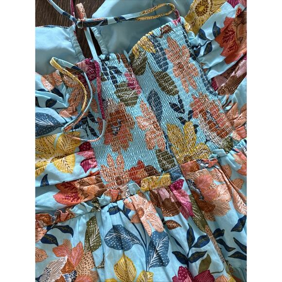 Vince Camuto Dress Womens 12 Blue Floral Halter Neck Fit and Flare Lined Pockets - Picture 11 of 12